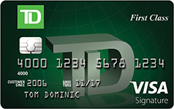 TD First class visa signature credit card for travel rewards